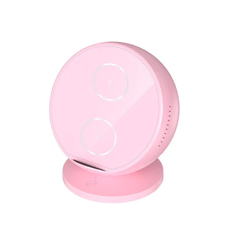 Multifunctional mobile phone wireless charger holder with Bluetooth speaker in black, blue, pink or white