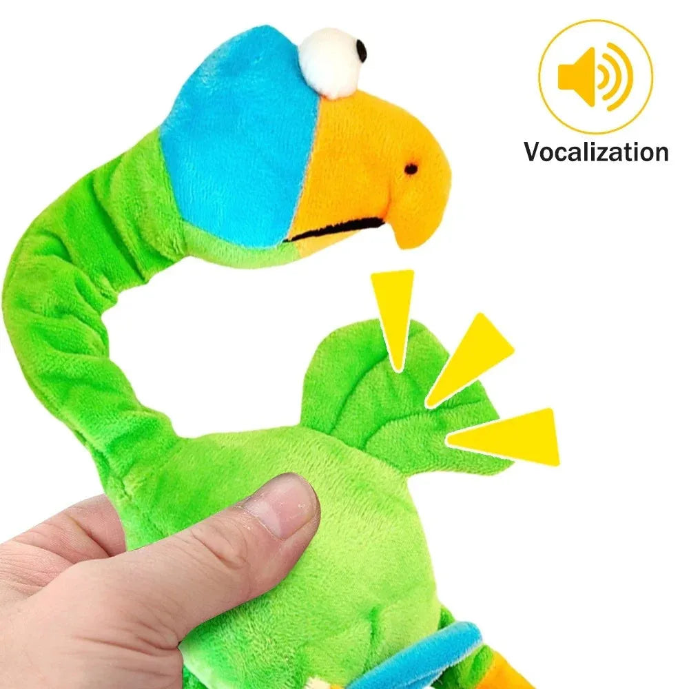 Bite-resistant rubber dog toy shaped with a screaming chicken design, in green colour.