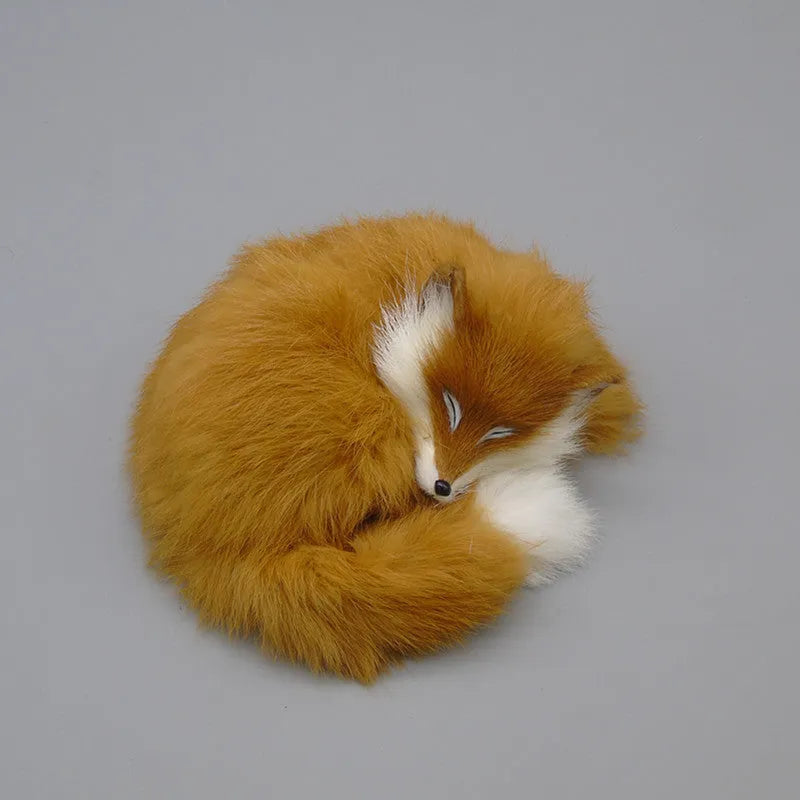 Artificial fox fur car decoration handicraft model in red, white, or yellow, 15cm long.