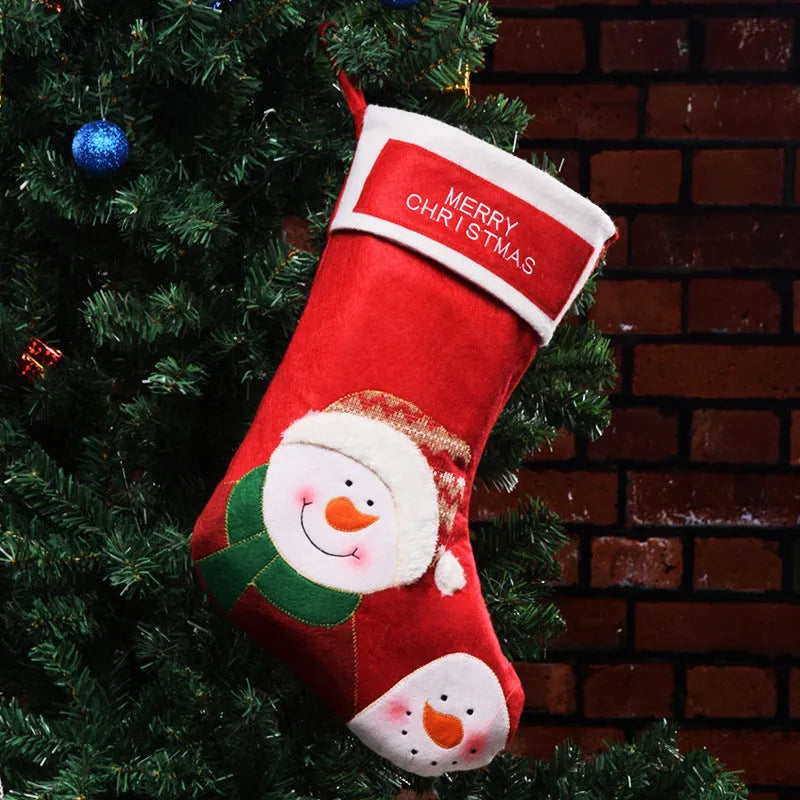 Christmas candy bag socks pendant in non-woven fabric with Elk, Old Man and Snowman designs