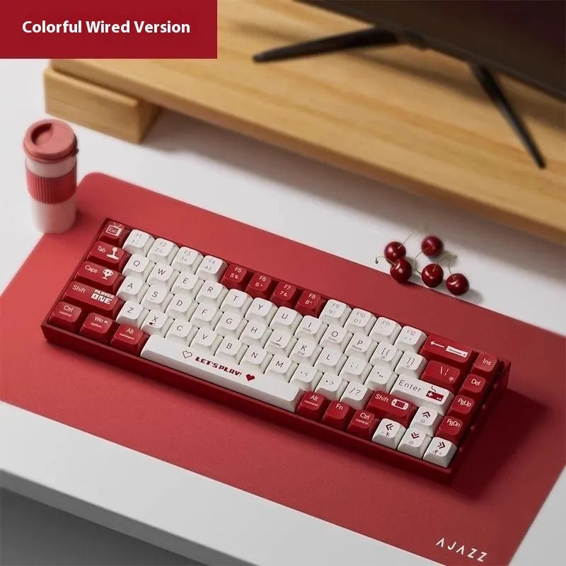 AJAZZ AK680 mechanical gaming keyboard in red and white colour scheme with compact design