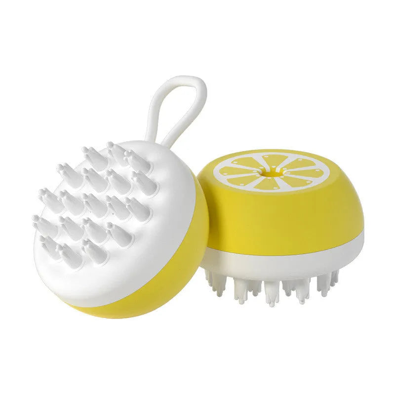 Pet bath brush with soft silicone bristles and 3D massage head for dog and cat washing