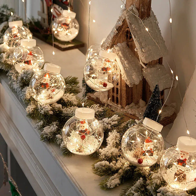 LED Christmas curtain lamp string with 10 fairy snowman wishing ball PVC decorations