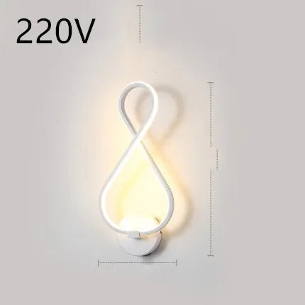 Minimalist Nordic-style LED wall lamp mounted on a wall, shown in a black finish with a soft glow.