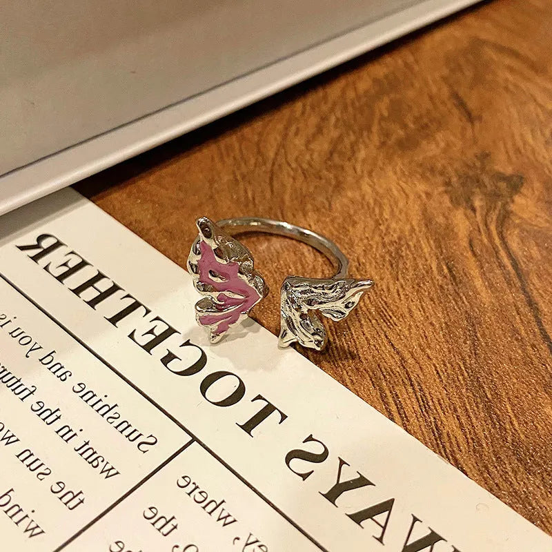 Copper women's ring featuring a creative Chinese butterfly design, available in multiple colours.