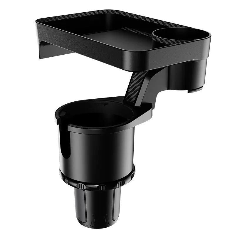 Black 360-degree rotating car cup holder dinner tray in vehicle console