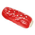 Primary colour plastic dog chew toy with toothbrush and molar rod textured design