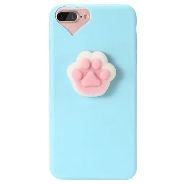 3D cartoon cat design silicone phone case for iPhone models on white background