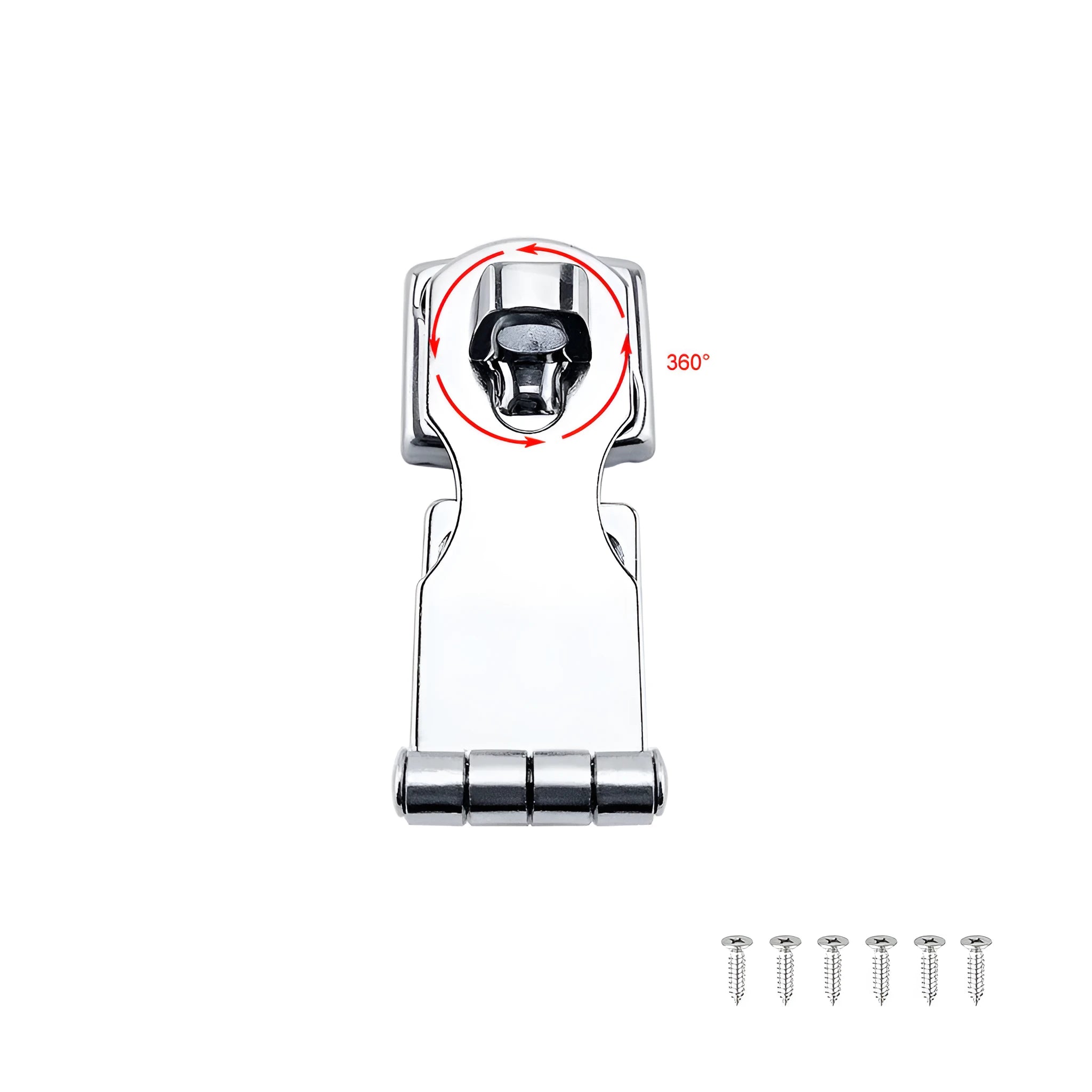 Silver 304 stainless steel security bolt latch for doors and cabinets.