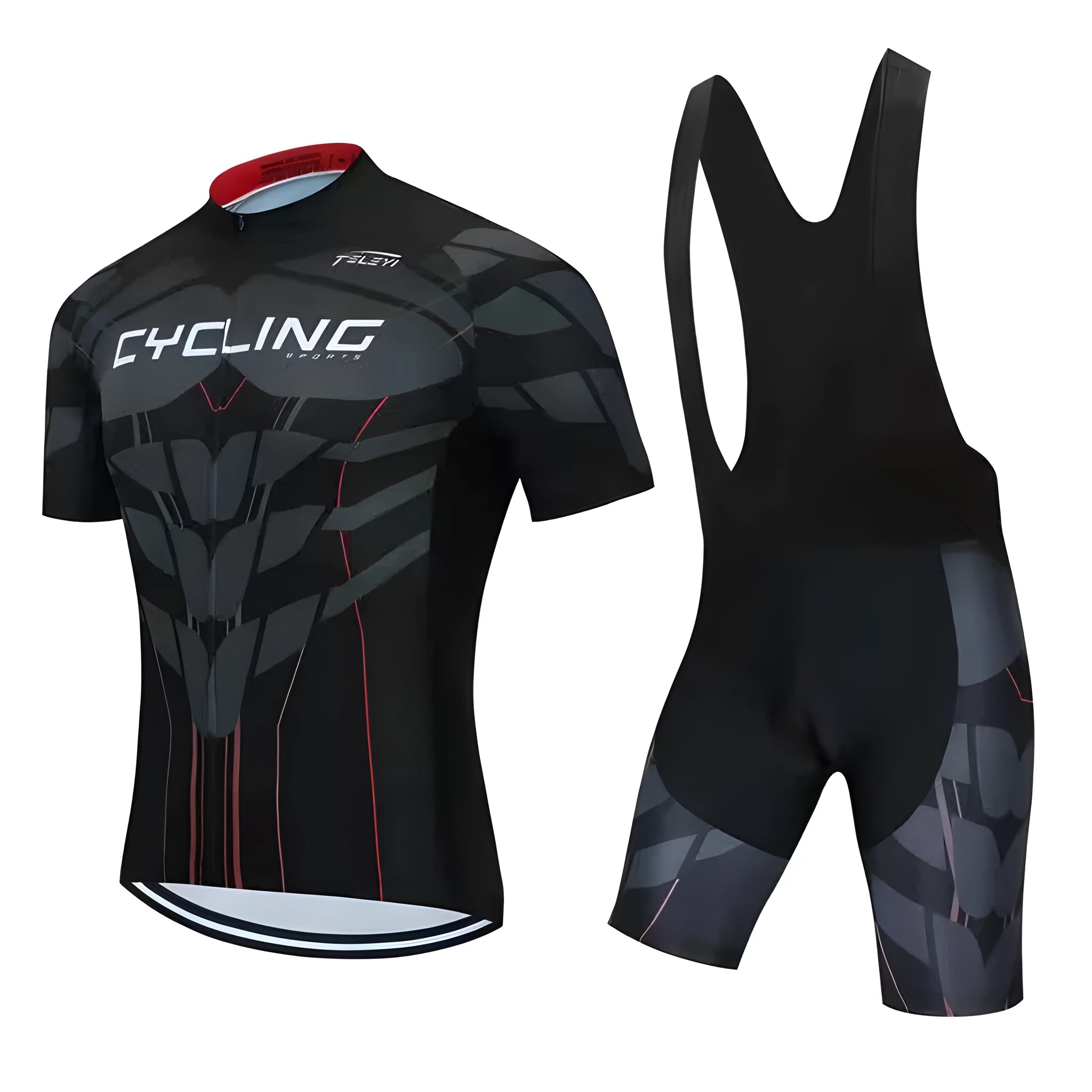 Cycling jersey and pants set in moisture-wicking fabric for summer riding