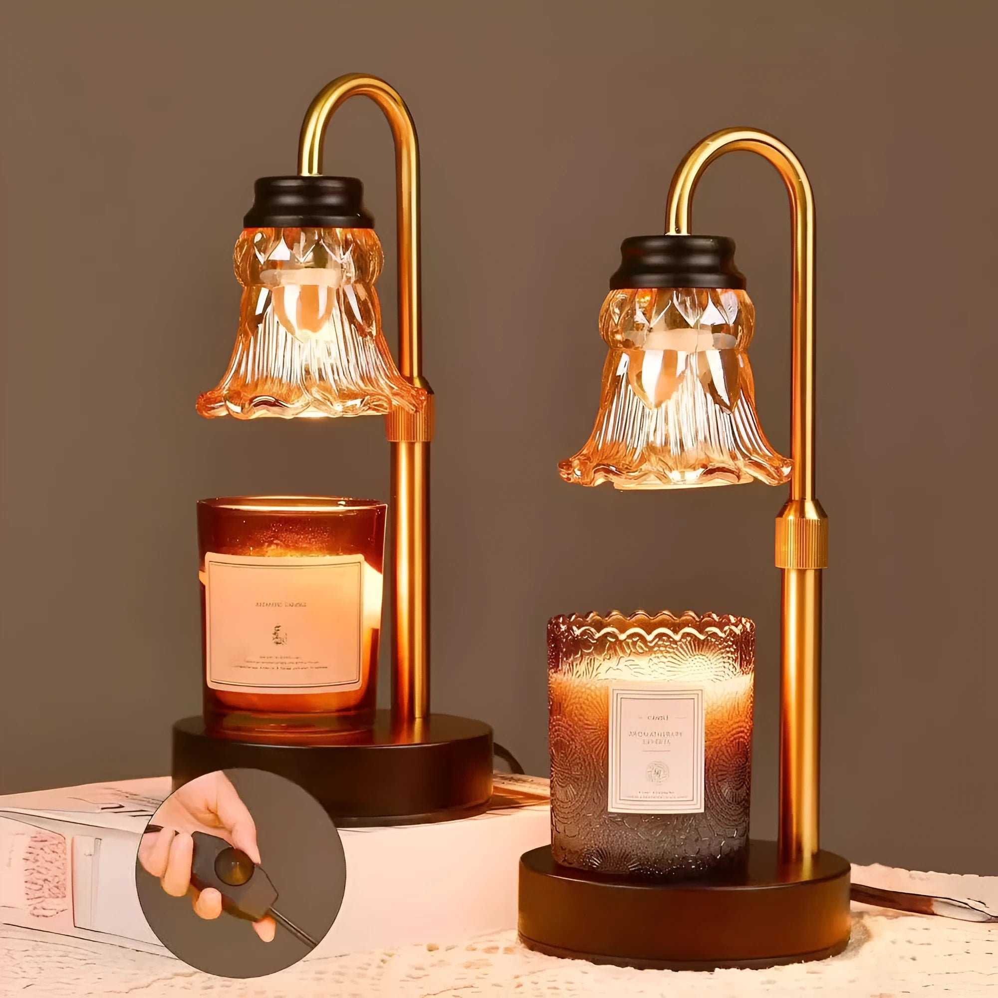 Bamboo holder aromatherapy wax melting lamp with international plugs and 30.5cm height