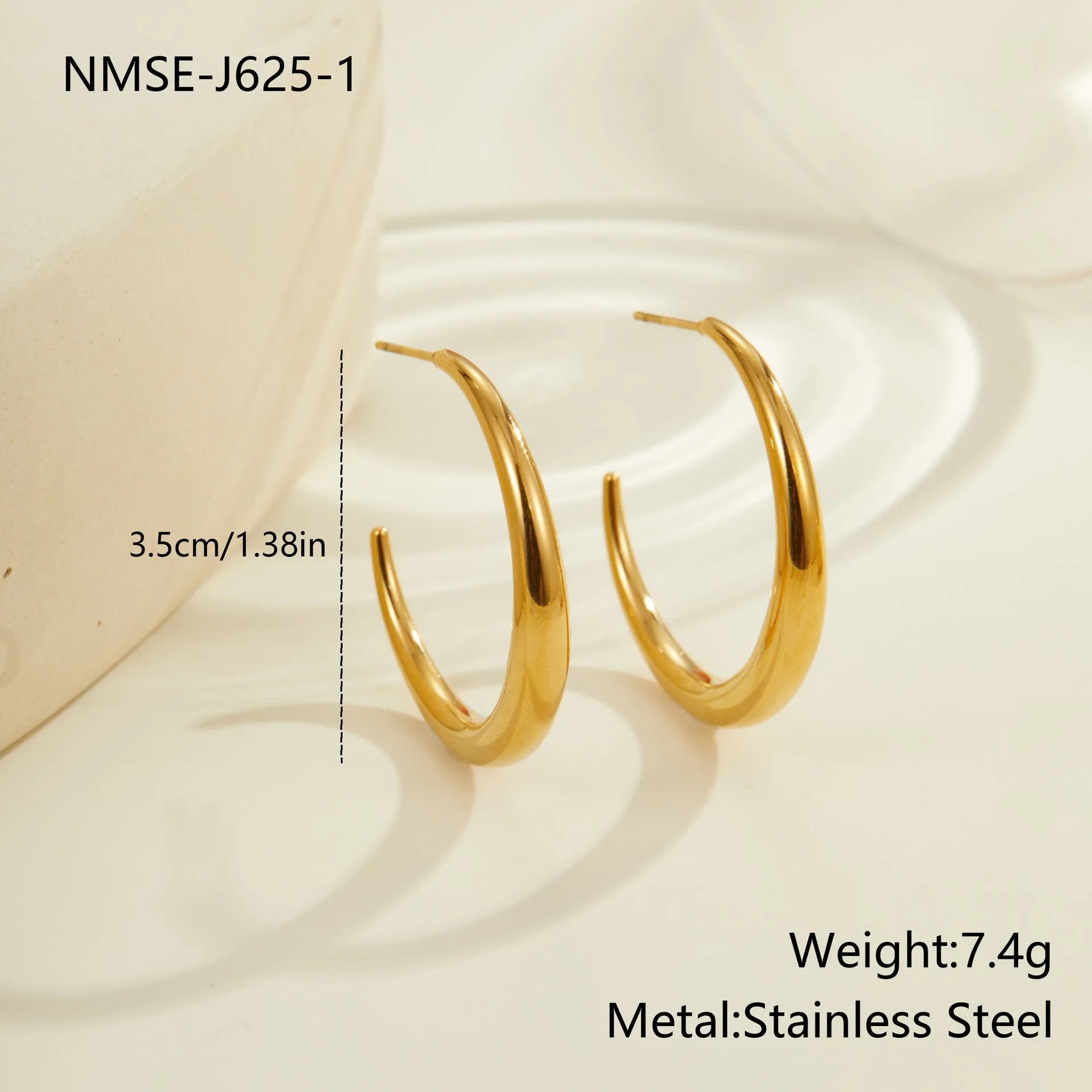 Titanium steel geometric hoop earrings with circular design and gold or steel finishes