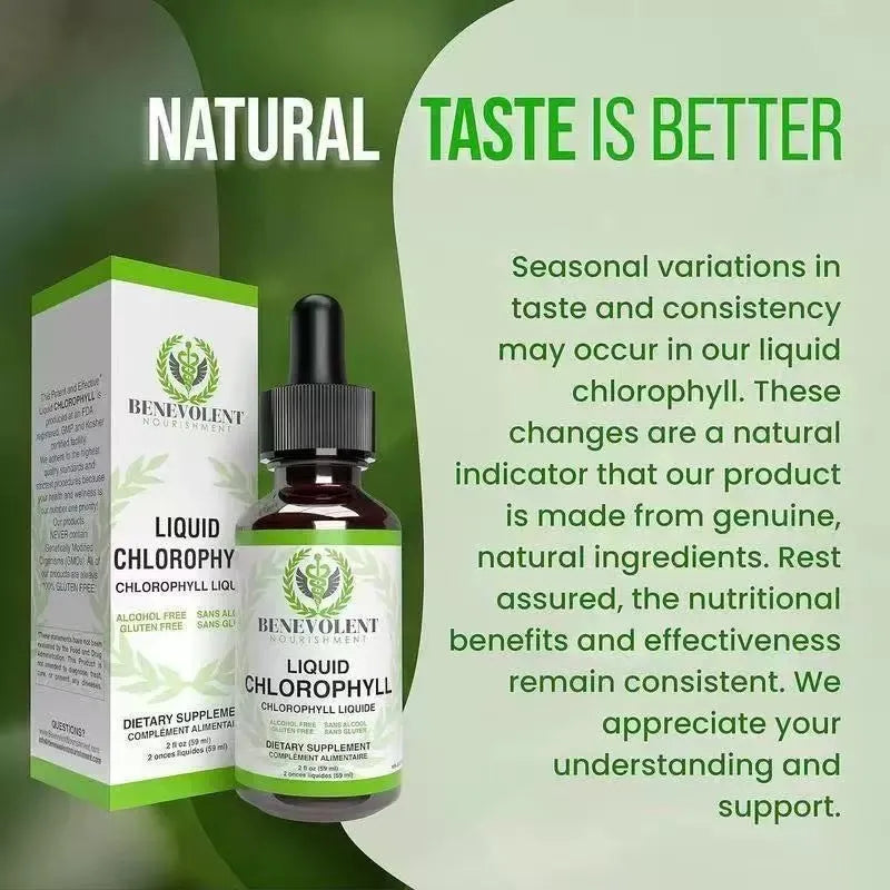 60ml bottle of natural chlorophyll drops for adult digestive support