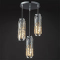 Industrial style single head LED droplight with crystal detailing in black, gold, or chrome finish