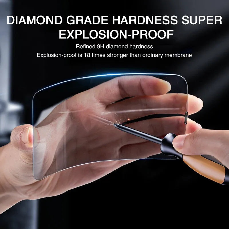 Anti-peeping tempered glass iPhone screen protector showing privacy angle restriction feature