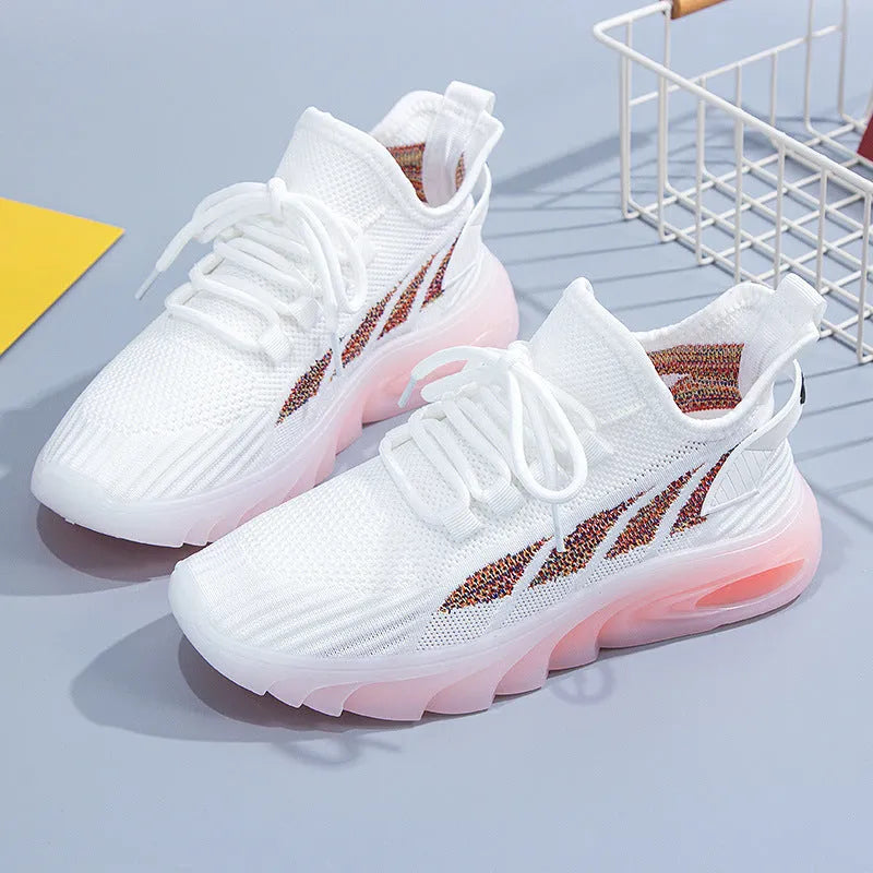 Women's cowhide leather sports casual shoes with round toe and flat heel design in multiple colours