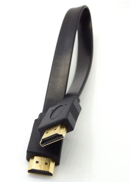 HDMI version 1.4 flat cable showing connectors and flexible flat wire design