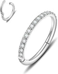 316 stainless steel seamless nose ring with diamond front in gold finish