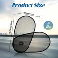 Black adjustable car side window sunshade with suction cups stretched across vehicle window