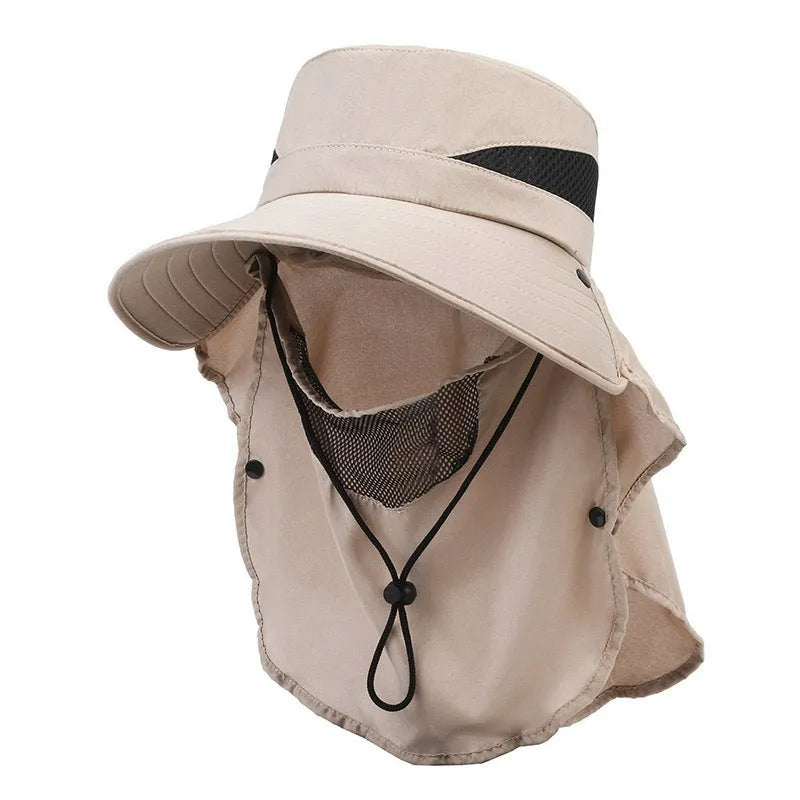 Men's wide brim fishing hat in polyester with adjustable sizing for sun protection