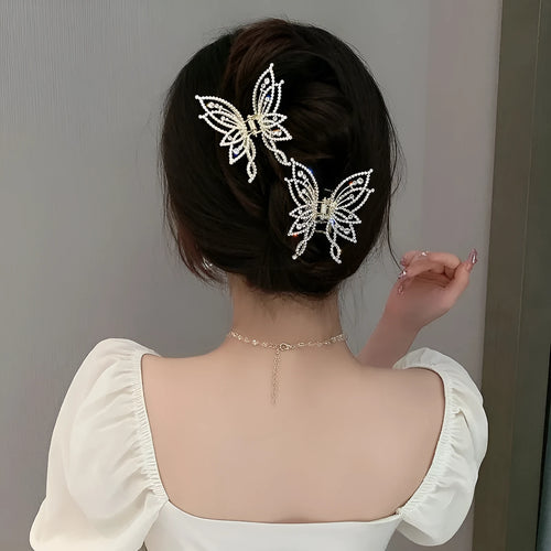 Butterfly design hair clip barrette for women with electroplated alloy construction