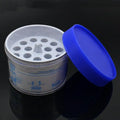 Orange and blue process cooling box for laboratory gradient freezing and cell recovery.