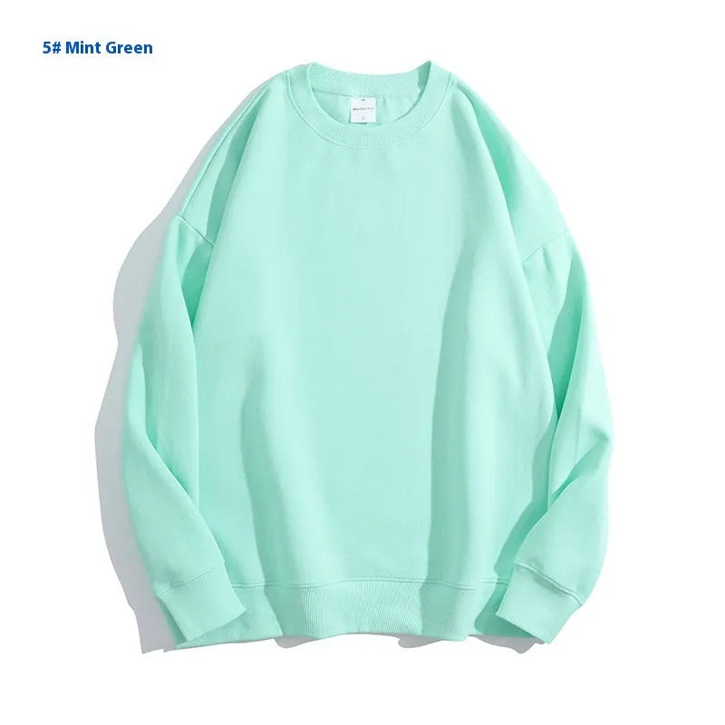 Cotton solid color round neck off shoulder sweater in loose pullover style with long sleeves available in various colours