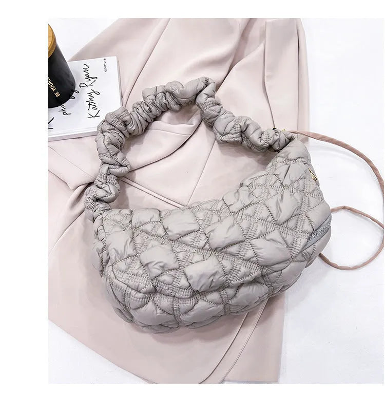 Women's nylon underarm shoulder bag in solid colour with adjustable strap