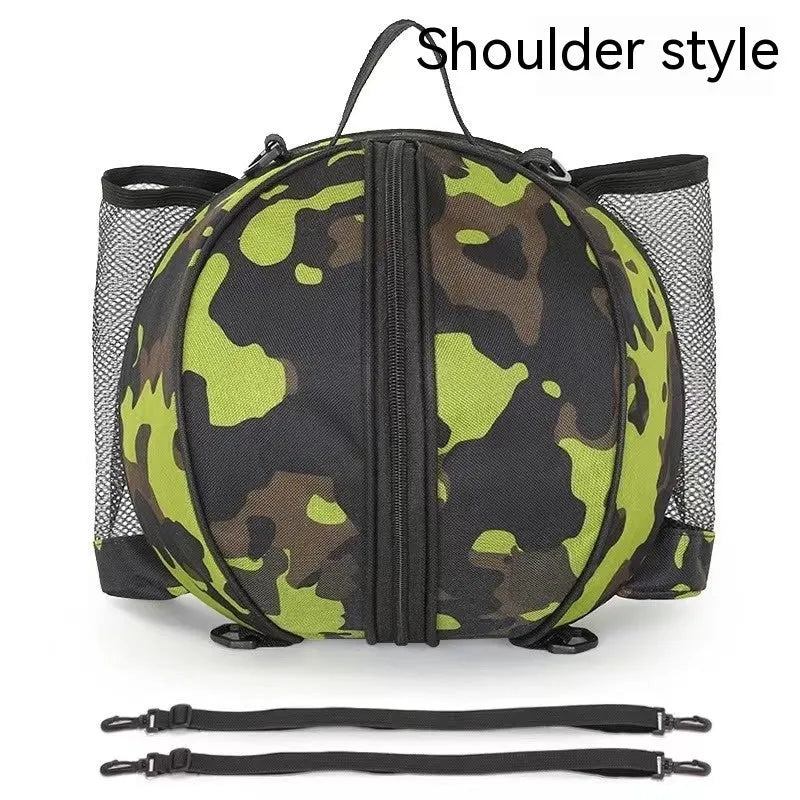 Black Oxford cloth basketball bag with a 9-litre capacity shown with both one-shoulder and two-shoulder strap options.