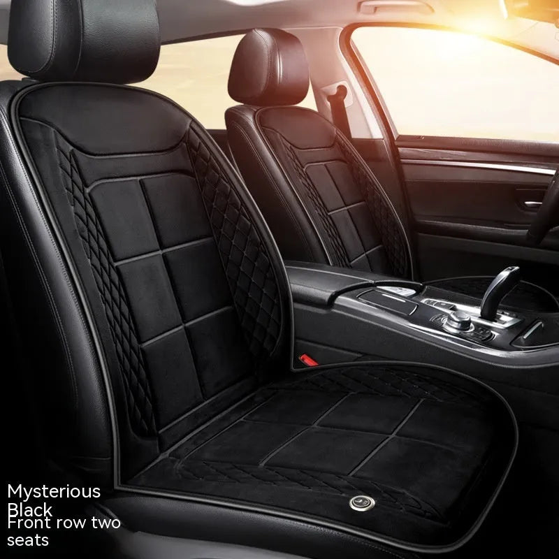 Car heating cushion with automatic temperature control and cotton filler in beige, black or coffee brown