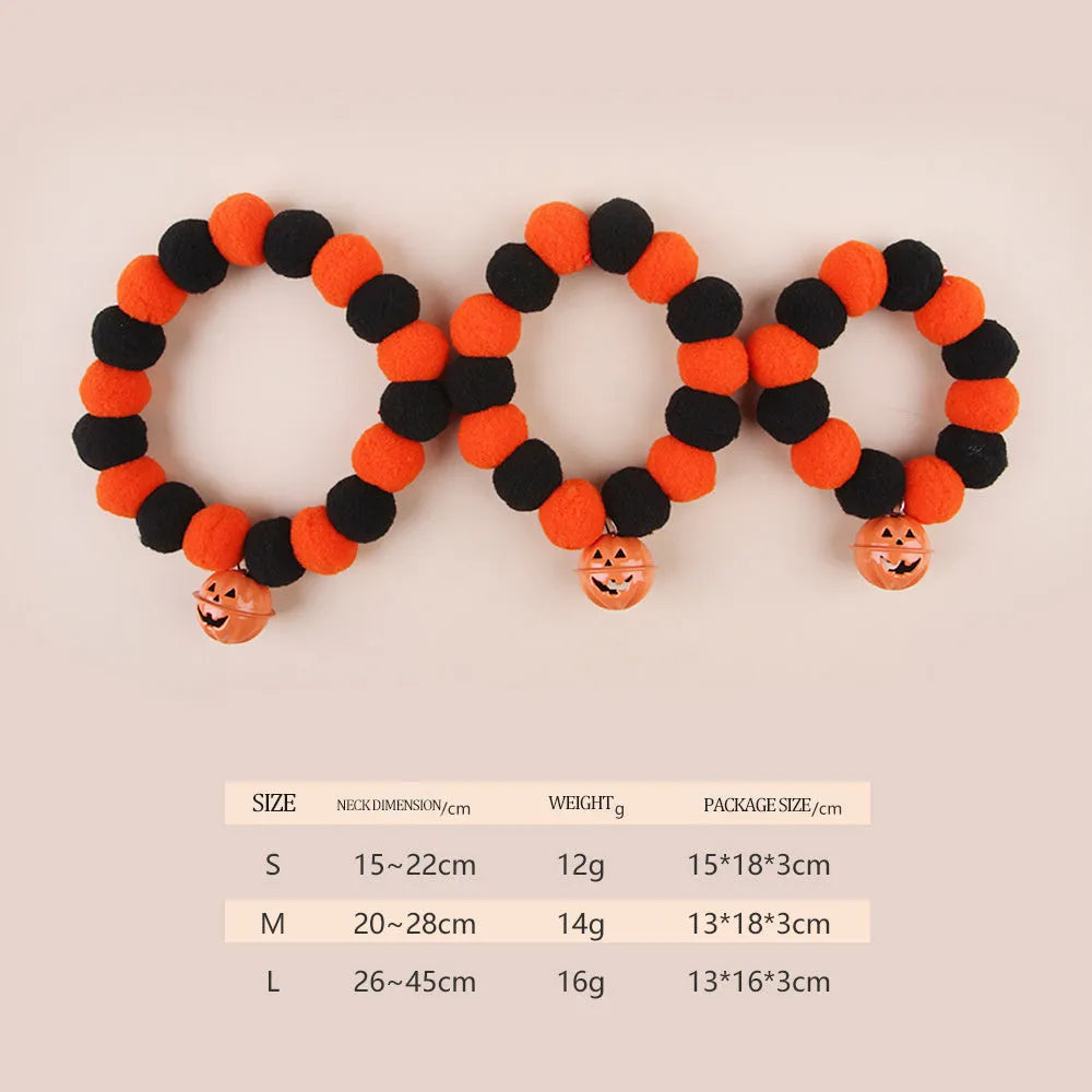 Adjustable Halloween pumpkin design pet collar for cats and small dogs on buckle closure