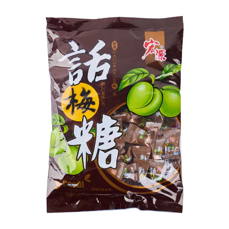 Assorted fruit flavoured hard candy bulk pack showing plum, guava, and tangerine peel varieties