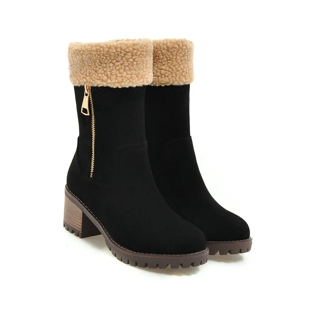 Men's waterproof snow boots with lace-up front and fleece lining in black, grey, green or orange colours