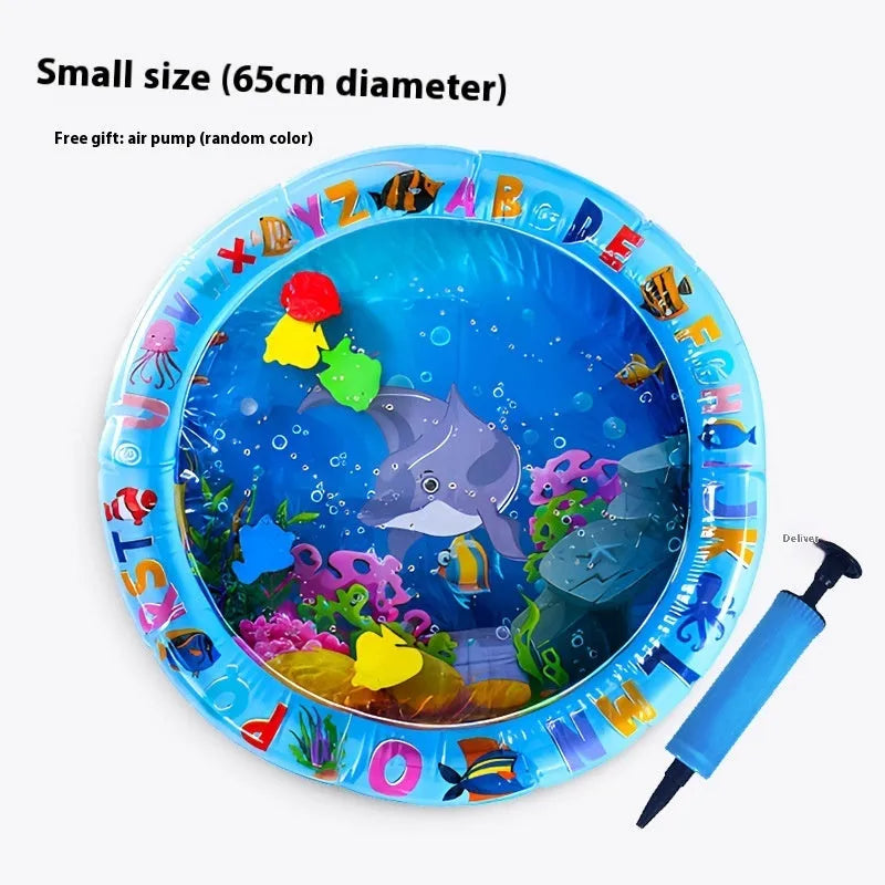 PVC inflatable pet water cooling mattress showing underwater world design for dogs