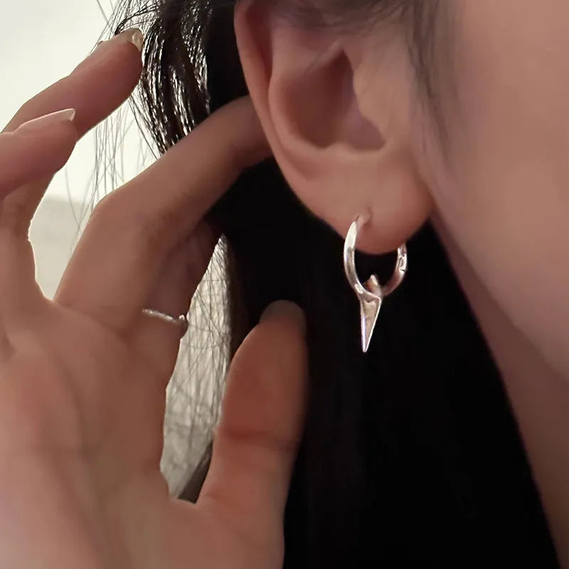 Geometric star ear clips for women with platinum electroplated finish on copper