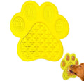 Blue silicone dog licking mat with bone texture and suction cups on back