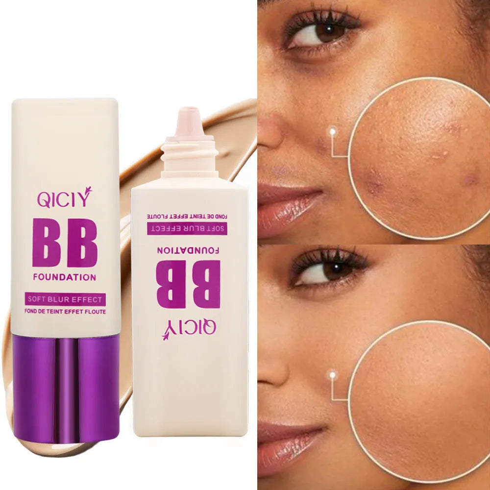 Feeding bottle format BB cream with applicator in 10 shade options for brightening coverage