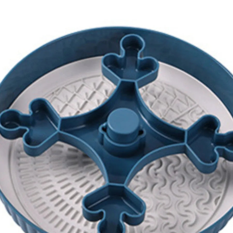 Pet rotating game board feeding bowl with slow food licking mat and anti-choke silicone base pad in beige colour