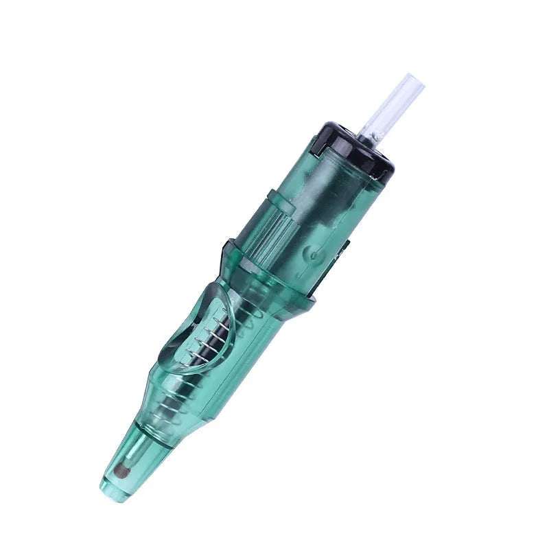 Tattoo integrated needle drawing tool with ballpoint pen mechanism in multiple colour options