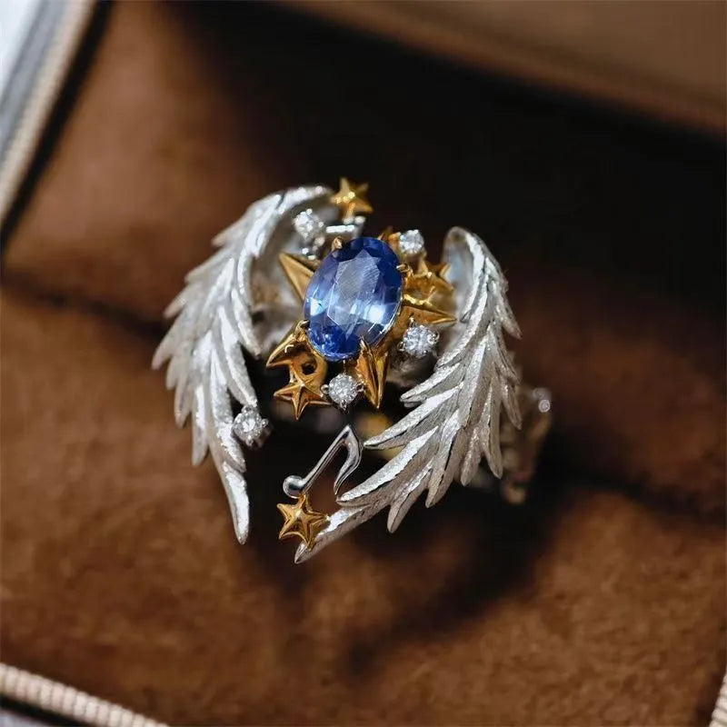 Adjustable geometric alloy ring with open mouth design and oiling treatment finish