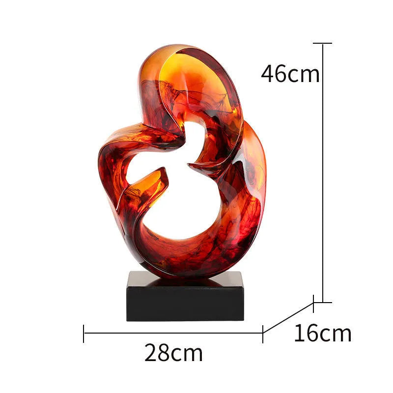 Transparent resin craft ornament in modern minimalist style displayed on shelf
