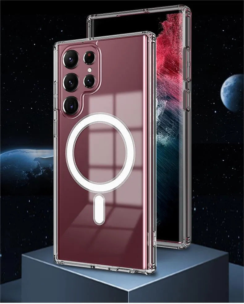 Transparent MagSafe magnetic phone case for Samsung S21 S22 S23 models