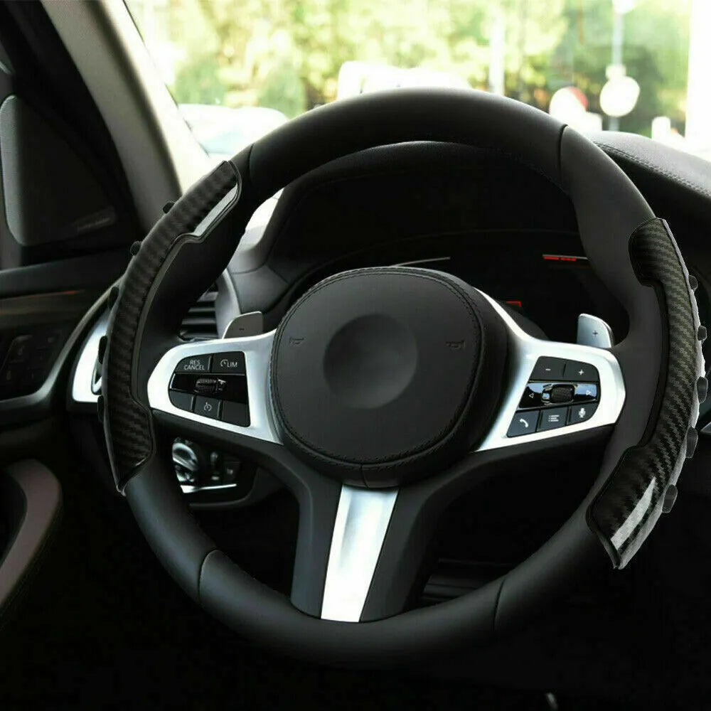 Carbon fibre black anti-slip steering wheel sleeve for 38cm diameter wheels