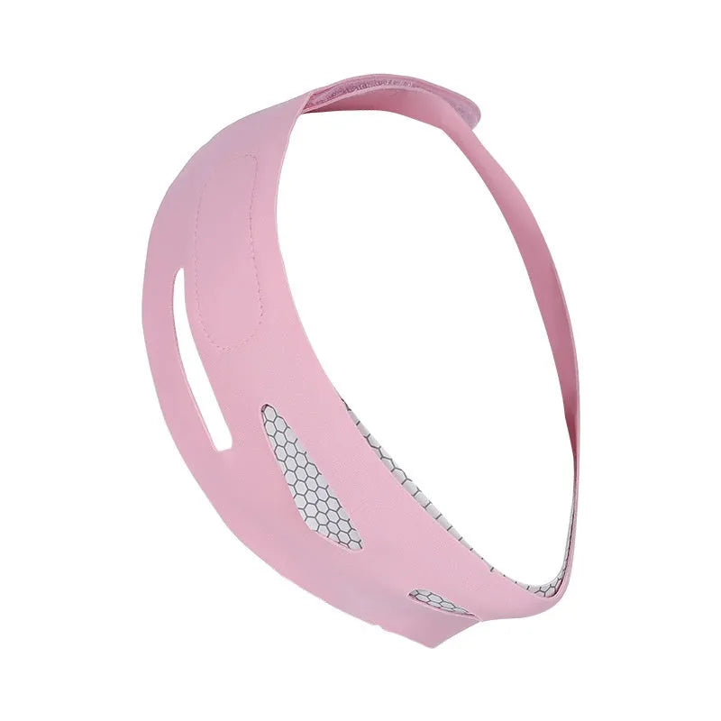 Pink elastic V face bandage for facial contouring and skincare