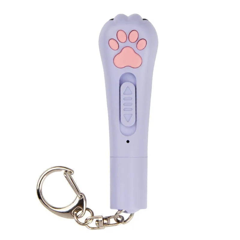Infrared cat teasing stick with laser patterns, moon-light lamp and pet footprints design in plastic