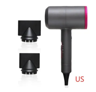 Professional black hotel hair dryer with long cable and worldwide voltage plug options