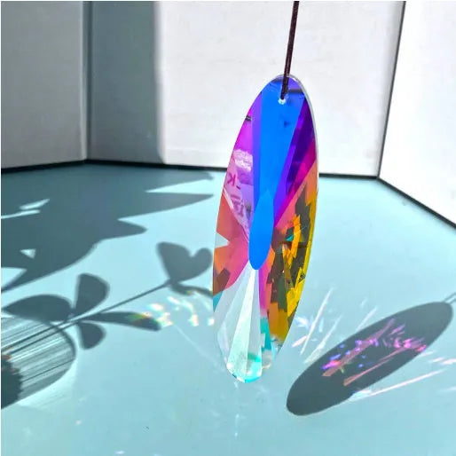 Rainbow colour crystal Christmas tree pendant decoration with light catching electroplated stones
