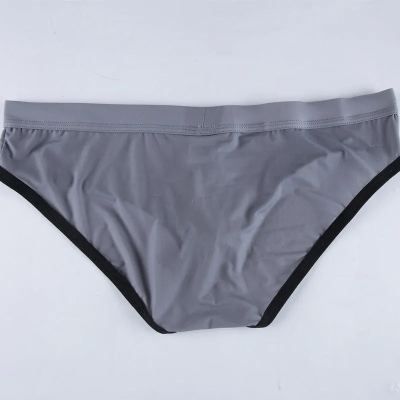 Men's ice silk underwear briefs with bullet separation pouch in seven colour options