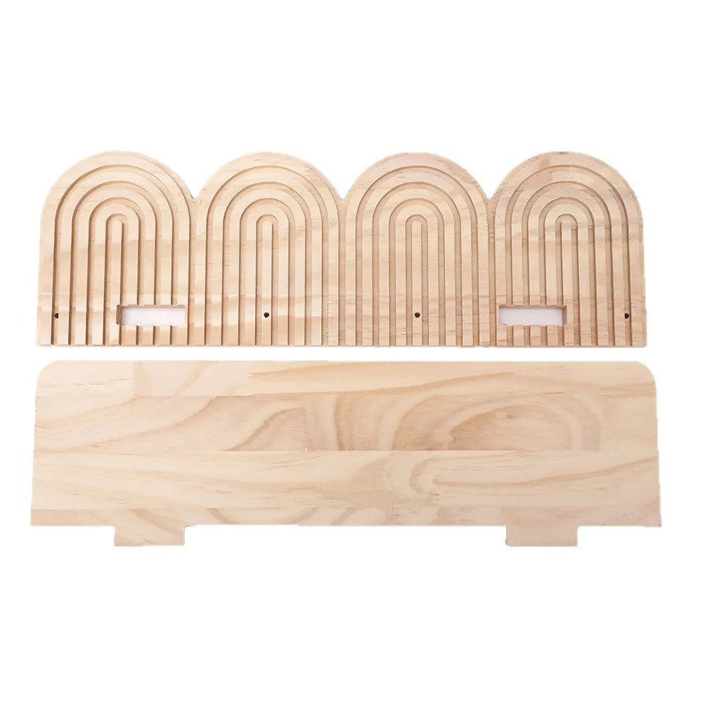 Wooden wall-mounted flower pot rack with multiple tier options for indoor plant display