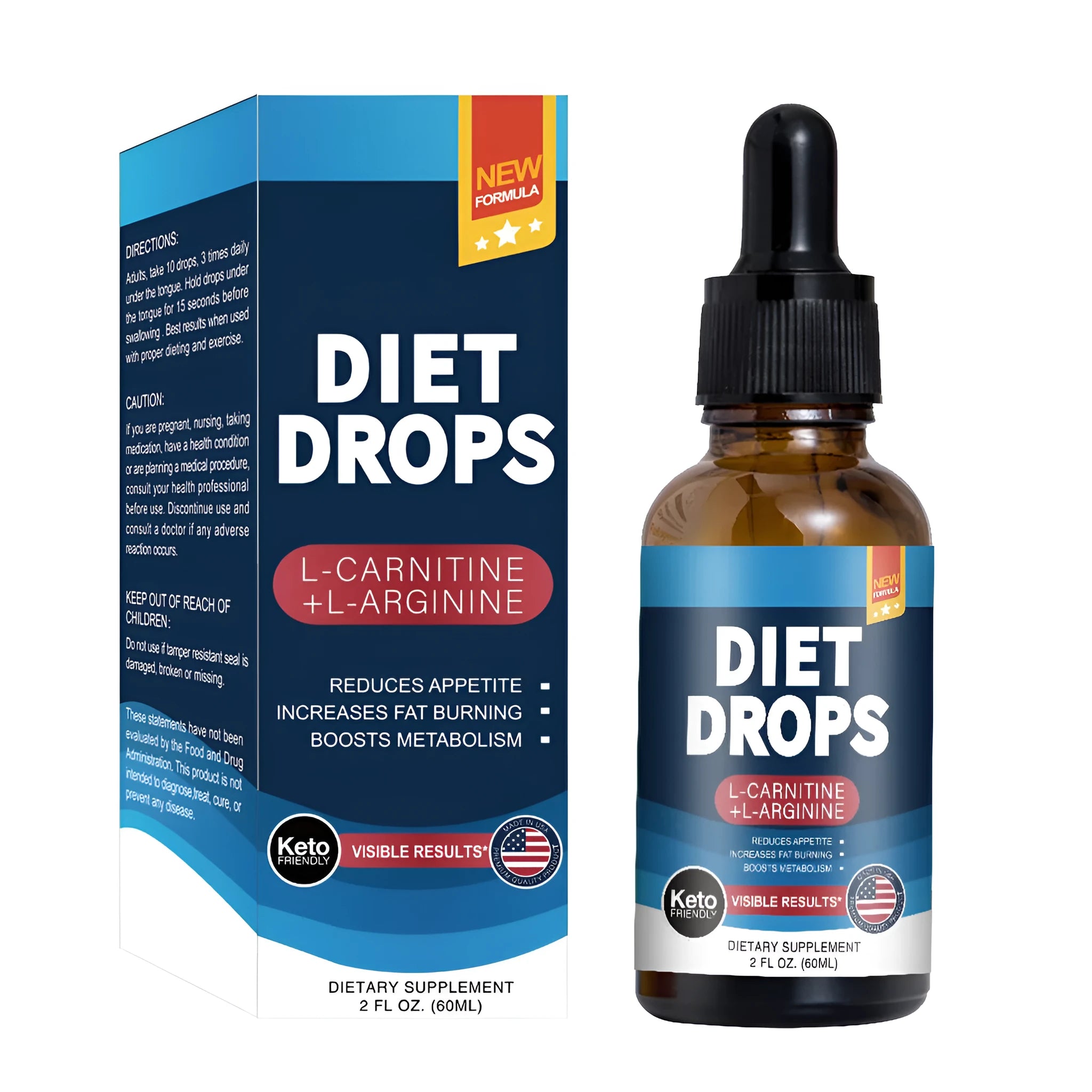 60ml bottle of ketone drops liquid dietary supplement with dropper